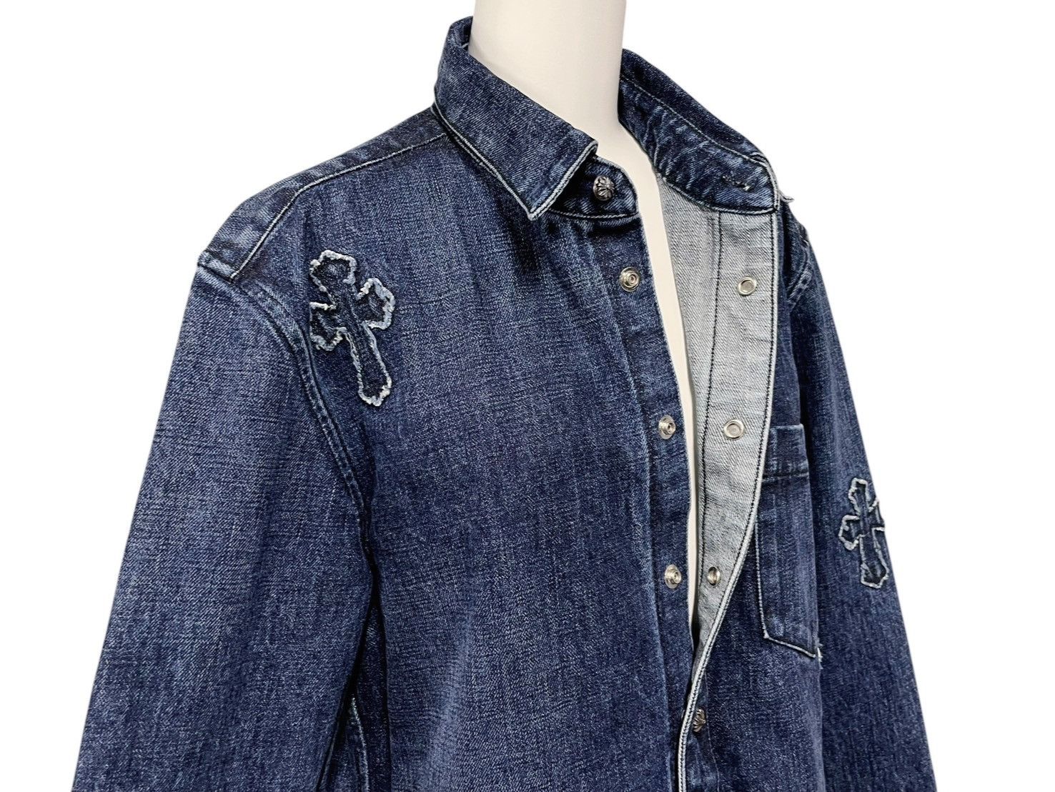 Chrome Hearts Chrome Hearts Cross Patch Denim Jacket Size US XL / EU 56 / 4 - 6 Thumbnail