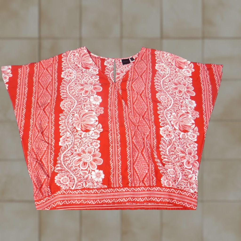 Vintage Rafaella Blouse Shirt Women S Red Striped Crew Neck Pullover Casual Short Sleeveless Button Viscose Rayon Stretch Regular Basic Size S / US 4 / IT 40 - 1 Thumbnail
