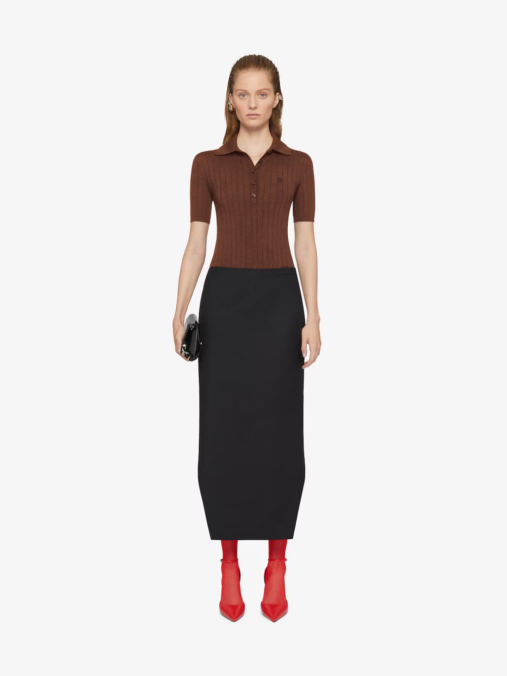 Givenchy o1srvl11e0125 Polo Sweater In Wool in Moka Brown Size L / US 10 / IT 46 - 2 Thumbnail