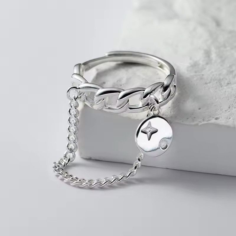 Jewelry Hollow Geometric Chain Ring Size ONE SIZE - 1 Thumbnail