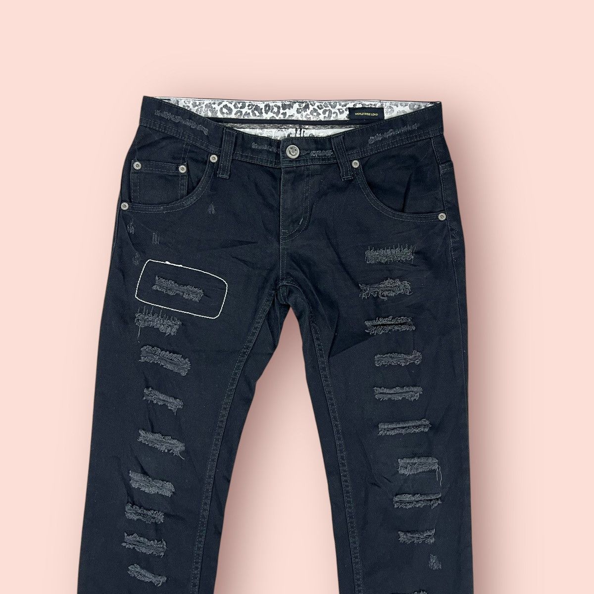 Hysteric Glamour × If Six Was Nine × Japanese Brand VINTAGE WWL DISTRESSED STUDDED BLACK JEANS JAPAN Size 30" / US 8 / IT 44 - 4 Thumbnail