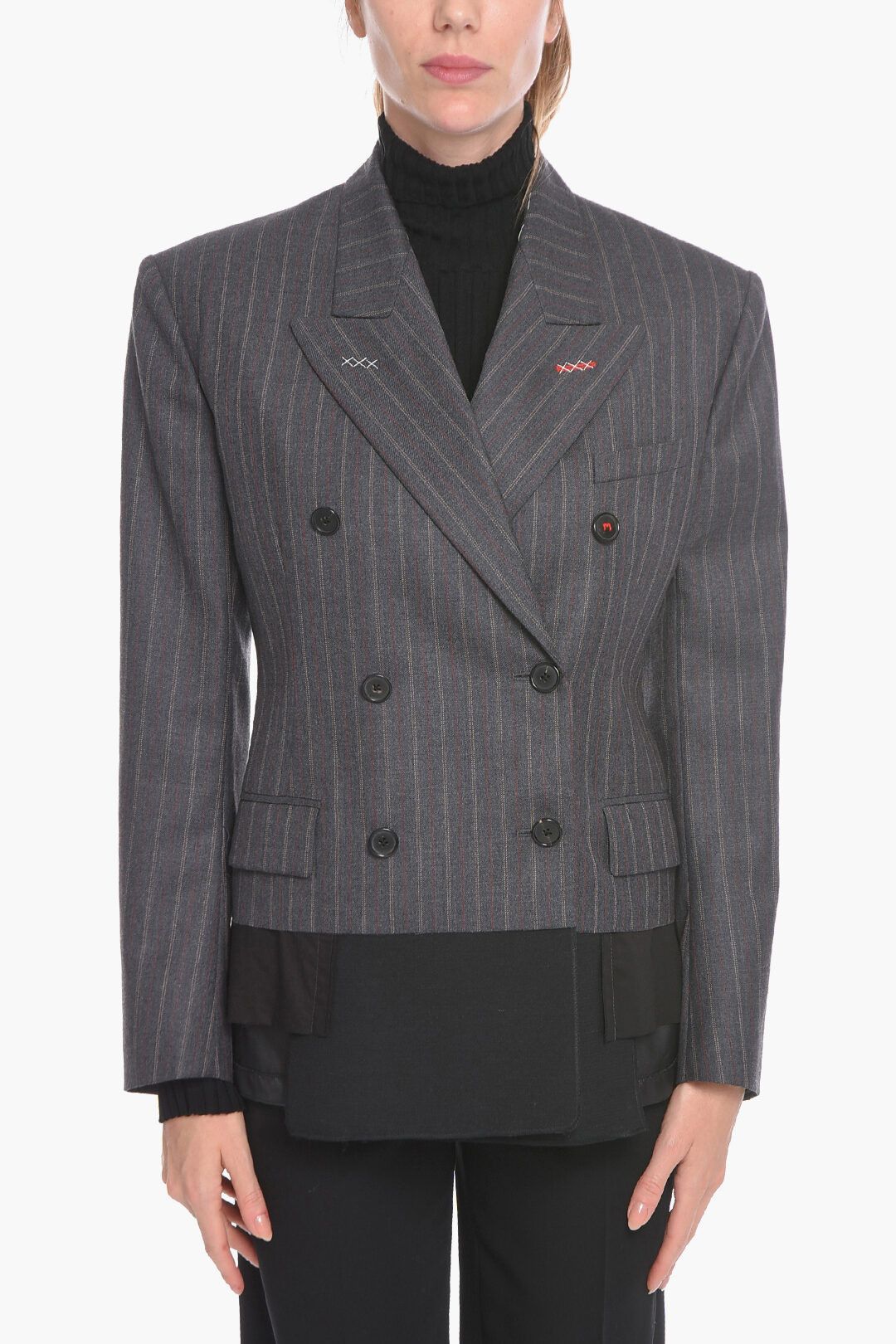 Maison Margiela og1mm0625 Unisex Wool Double-breasted Blazer in Grey Size US S / EU 44-46 / 1 - 7 Thumbnail
