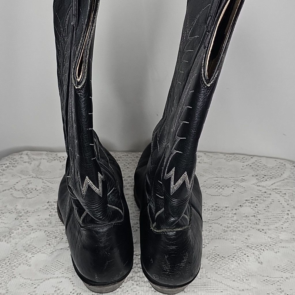 Nocona Nocona black bullhide leather cowboy rodeo western boots 9 Size US 9 / EU 42 - 7 Thumbnail