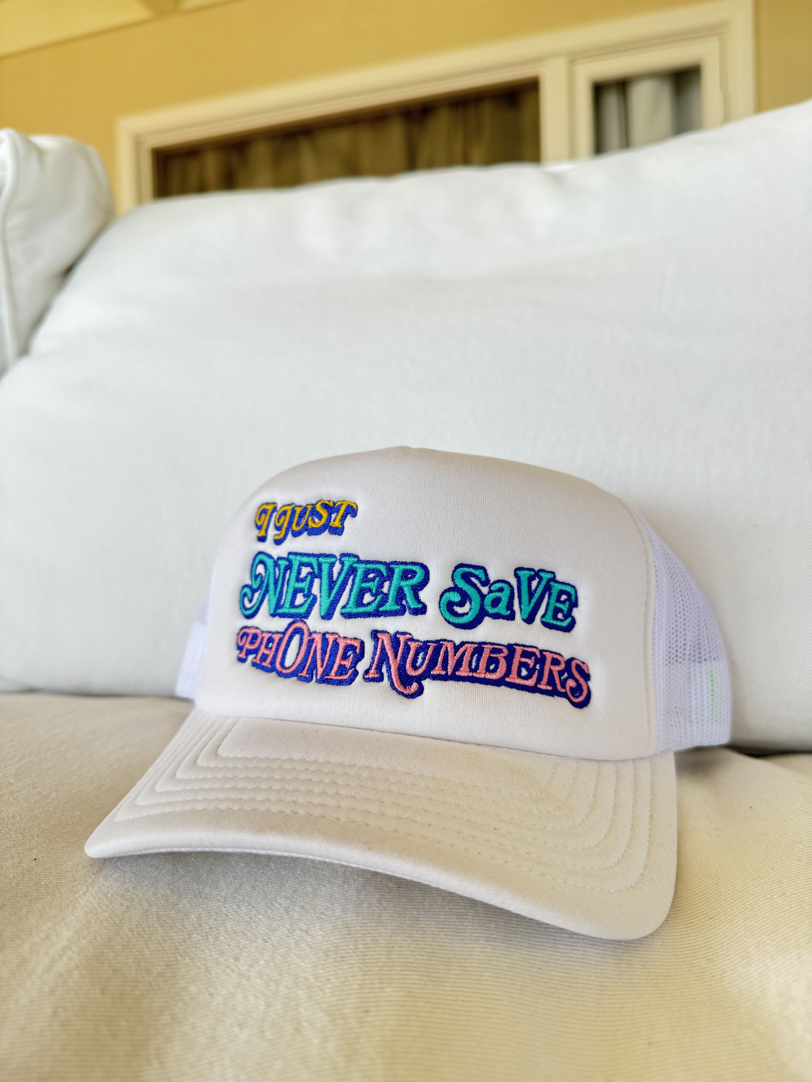 John Geiger White 'Phone Numbers' Trucker Hat Size ONE SIZE - 1 Thumbnail