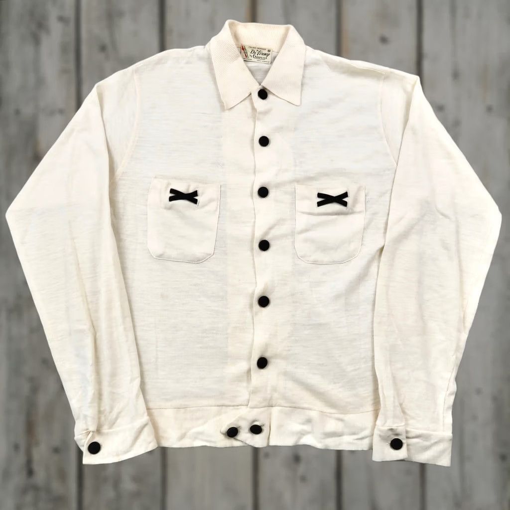 Vintage VINTAGE Campus Shirt Womens M Ivory 60s Di Firenze by 60s Mod Acrylic Knit Button Up Size M / US 6-8 / IT 42-44 - 1 Thumbnail