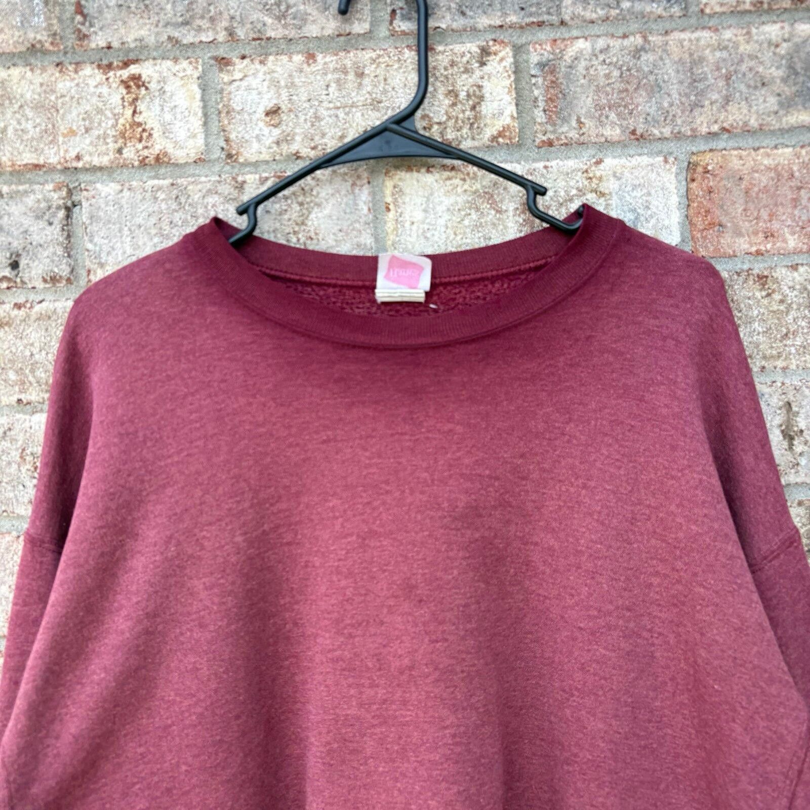 Hanes Vintage 90s faded maroon sweatshirt Size US XL / EU 56 / 4 - 5 Thumbnail