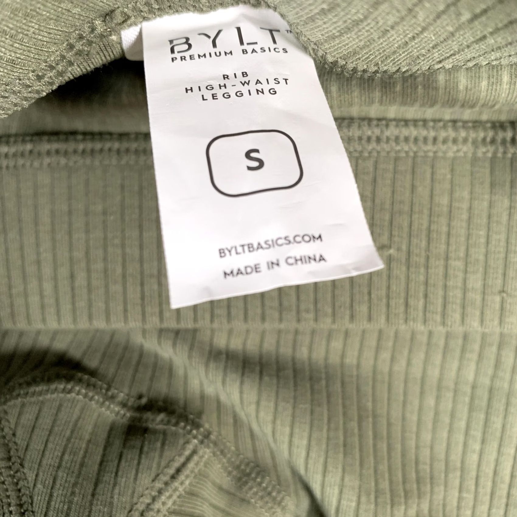 Olive BYLT Womens Small Olive Green Rib High-Waist Legging Pants Yoga Activewear Size 28" / US 6 / IT 42 - 7 Thumbnail