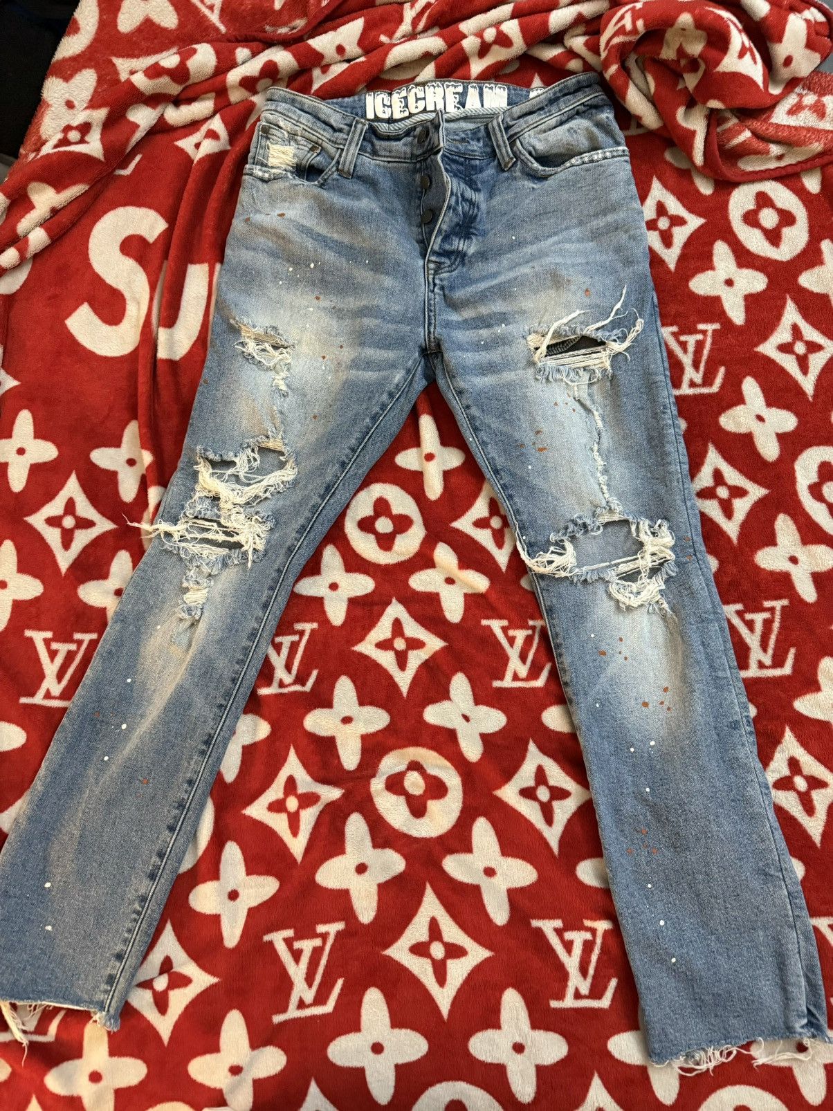 Billionaire Boys Club × Icecream Icecream “Cream”Distressed Jeans Size US 30 / EU 46 - 1 Thumbnail