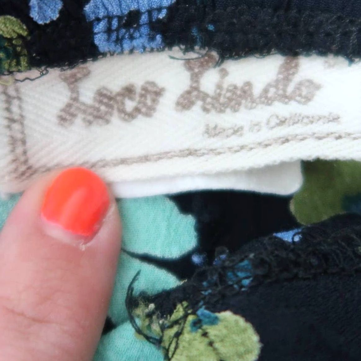 Vintage Loco Linda Floral Wide-Leg Crop Pants S Navy Blue Green 90s Spring Womens Size 28" / US 6 / IT 42 - 4 Thumbnail