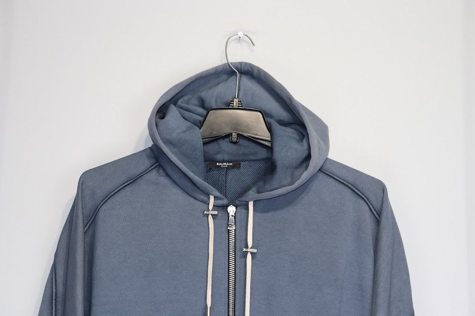 Balmain o1rshd1 ***Defect / Classic Zip Up Hoodie in Blue Size US M / EU 48-50 / 2 - 3 Thumbnail