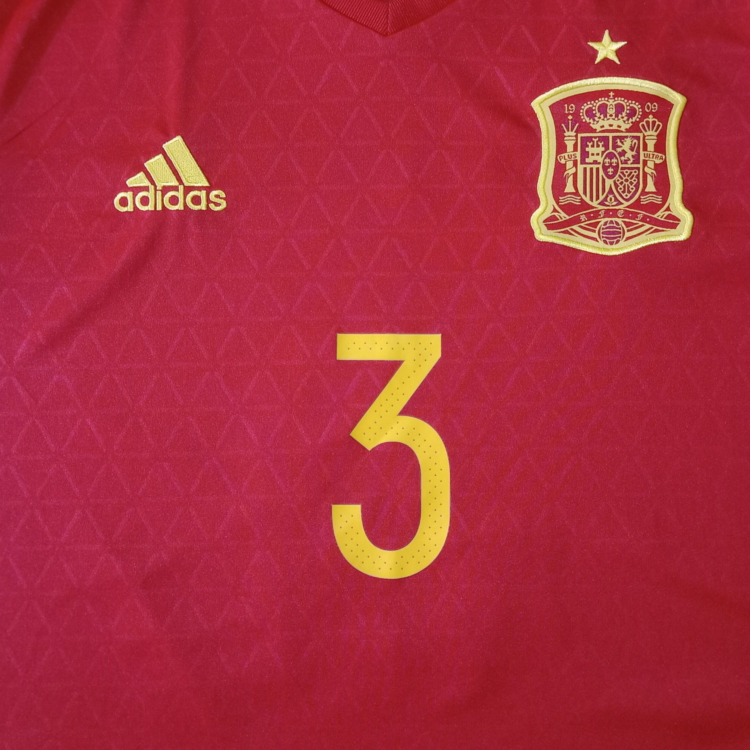 Adidas Spain Euro 2016 Home Jersey Gerard Pique 3 Size US L / EU 52-54 / 3 - 3 Thumbnail