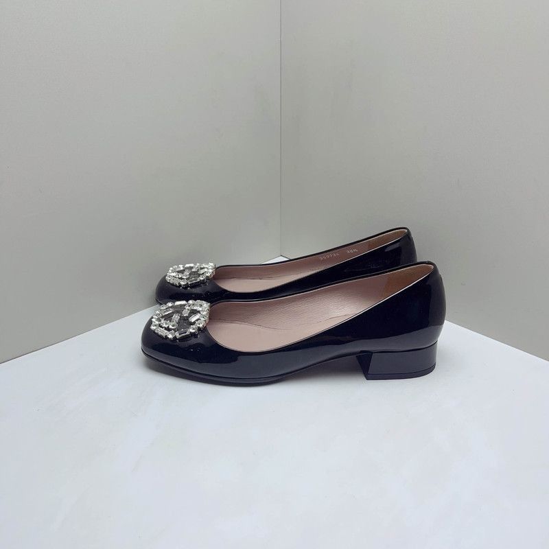 Gucci Gucci Black Patent Leather Heeled Flats with Diamond Buckle Size US 6.5 / EU 39-40 - 1 Thumbnail