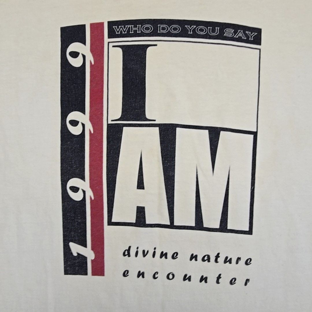 Fruit Of The Loom Vintage Jesus Shirt I AM White L Religion Tee 90s Size US L / EU 52-54 / 3 - 2 Thumbnail