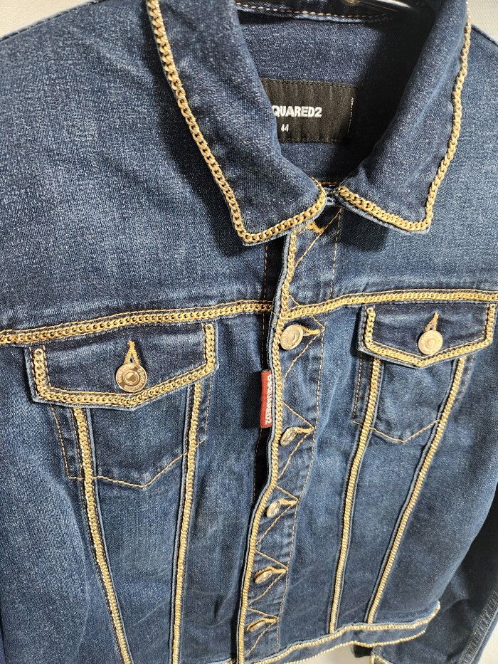Dsquared2 DSQUARED2 chain-detailed cropped denim jacket Size M / US 6-8 / IT 42-44 - 2 Thumbnail