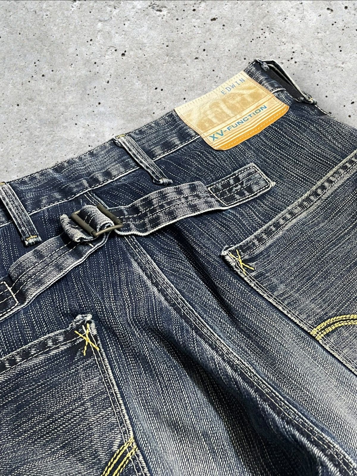 Edwin Vtg Edwin Twisted Loose Ripped Blue Wash Buckle Back Jeans Size US 31 - 10 Thumbnail