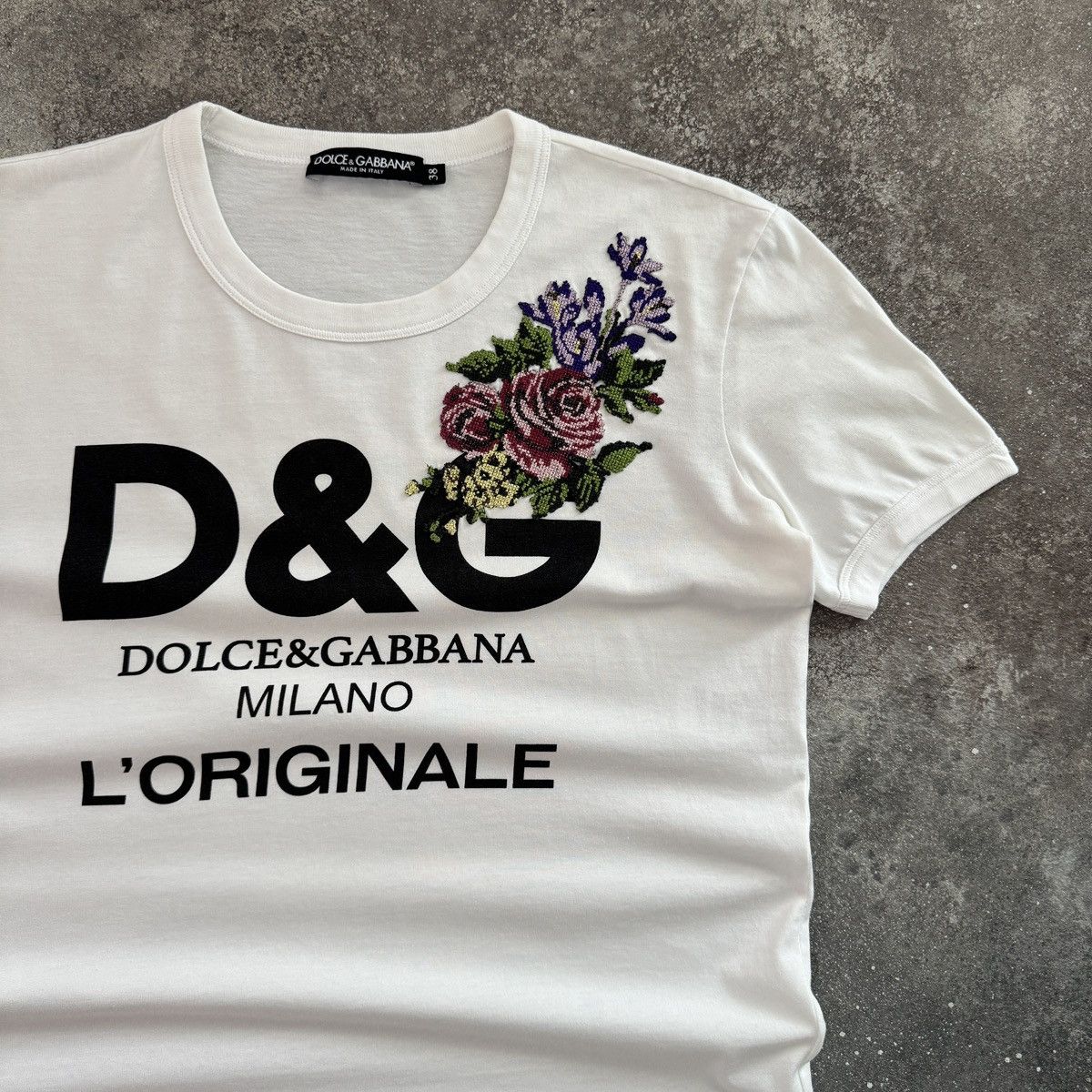 Dolce & Gabbana D&G Dolce & Gabbana Floral Print “L’Originale” T-Shirt Size M / US 6-8 / IT 42-44 - 4 Thumbnail