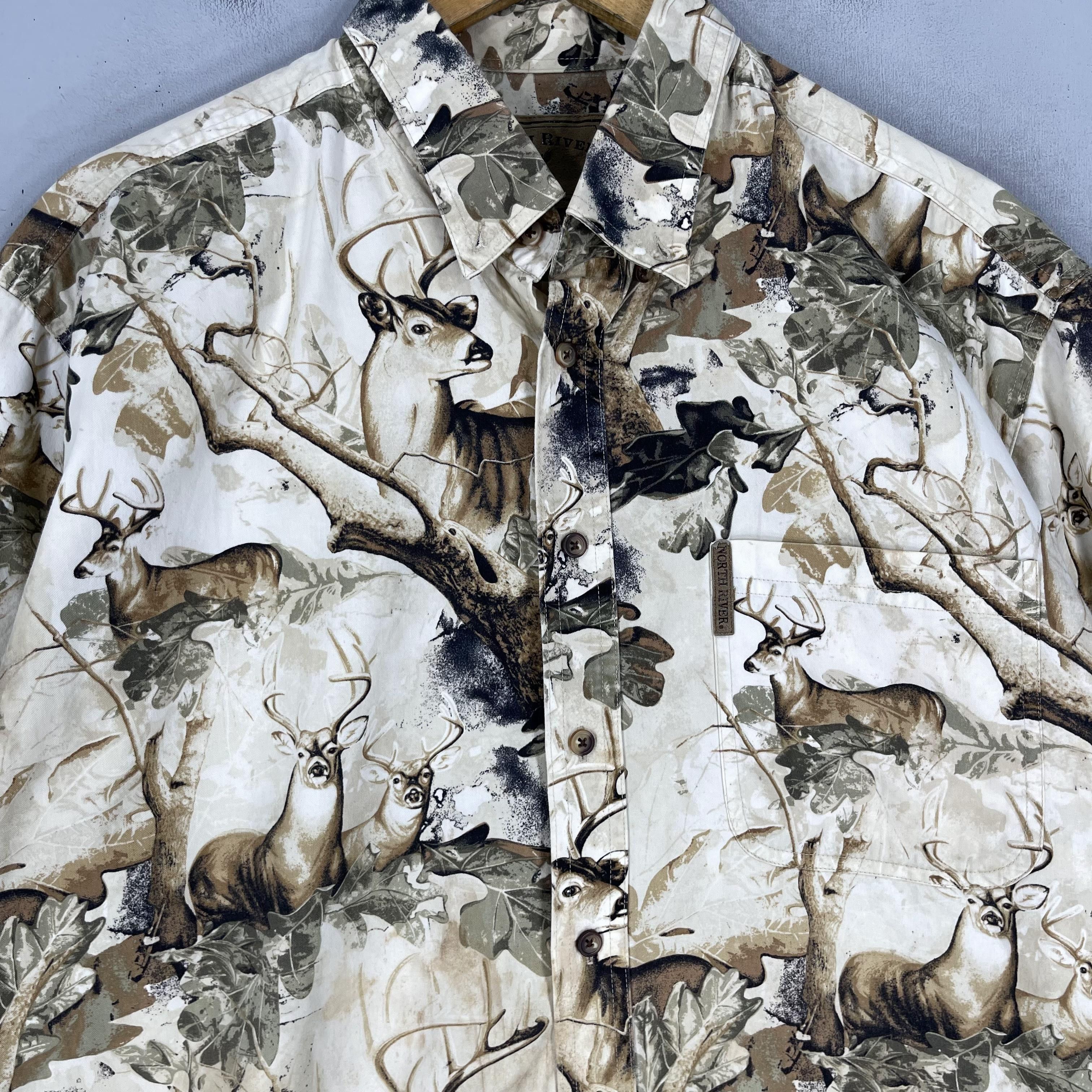 Habitat Vintage 90s Antelope Forest Wildlife Printed Overprint Shirt Size US XL / EU 56 / 4 - 2 Thumbnail