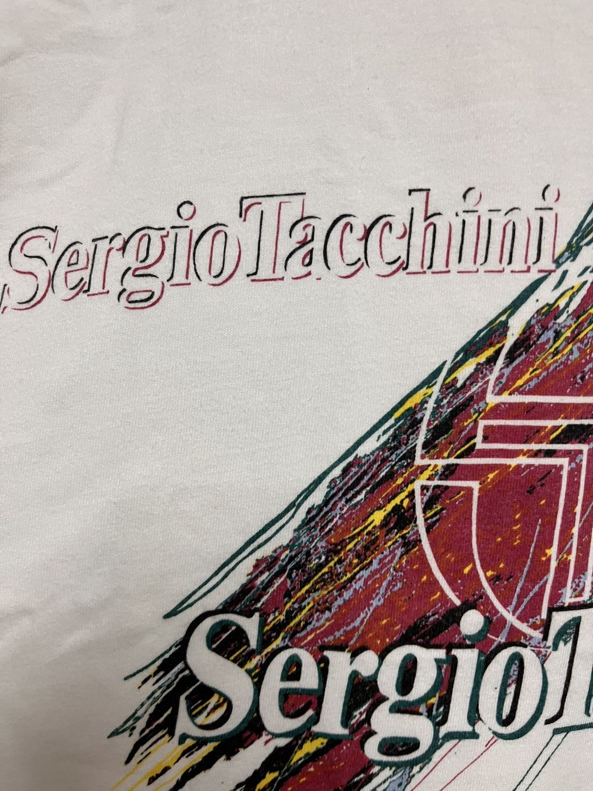 Vintage 90s Sergio Tacchini Abstract T Shirts in White, Men's (Size M) — image 6 of 6
