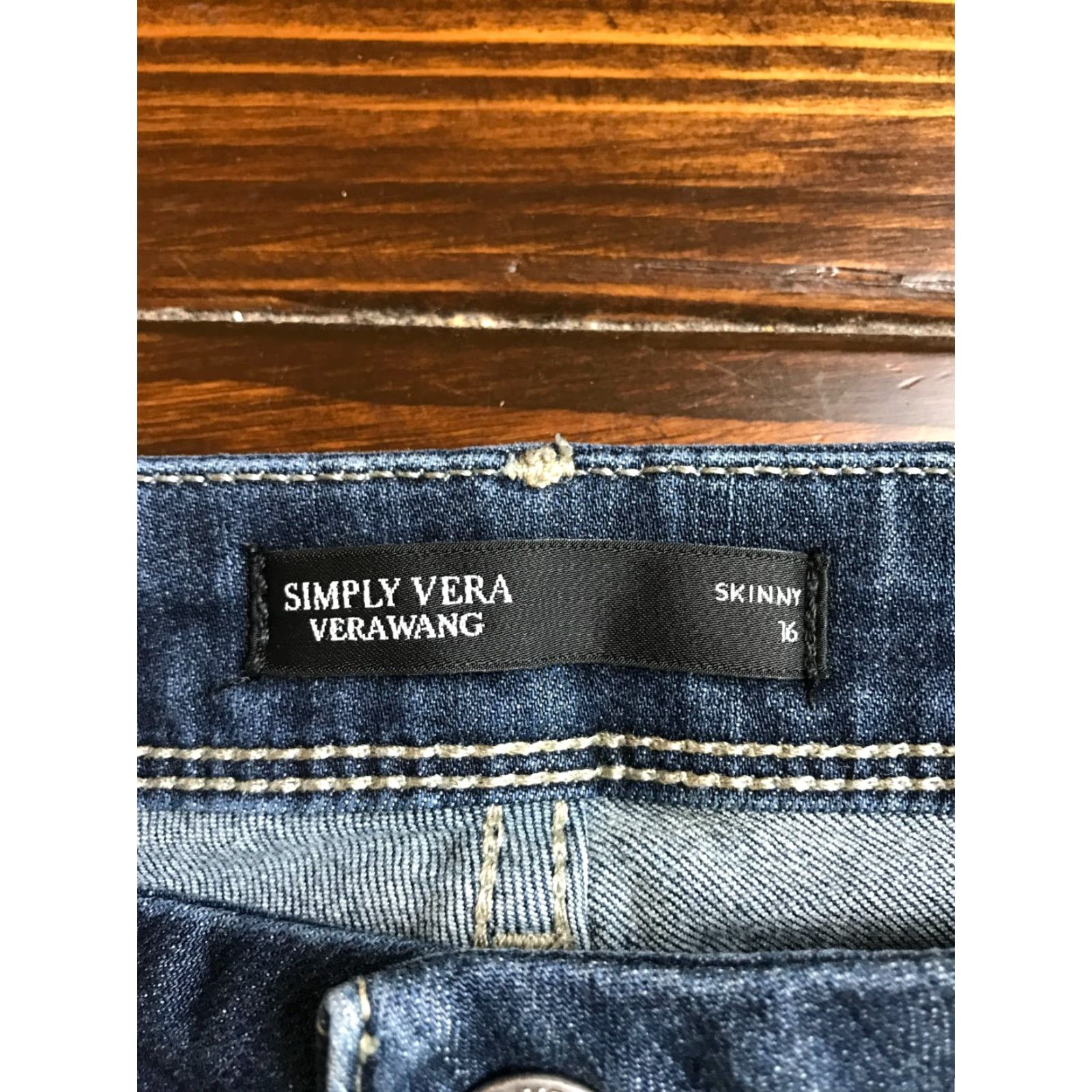 Vintage Simply Vera Vera Wang Jeans Women's Size 16 Black Denim Skinny Pockets Size 38" / US 16 / IT 52 - 6 Thumbnail