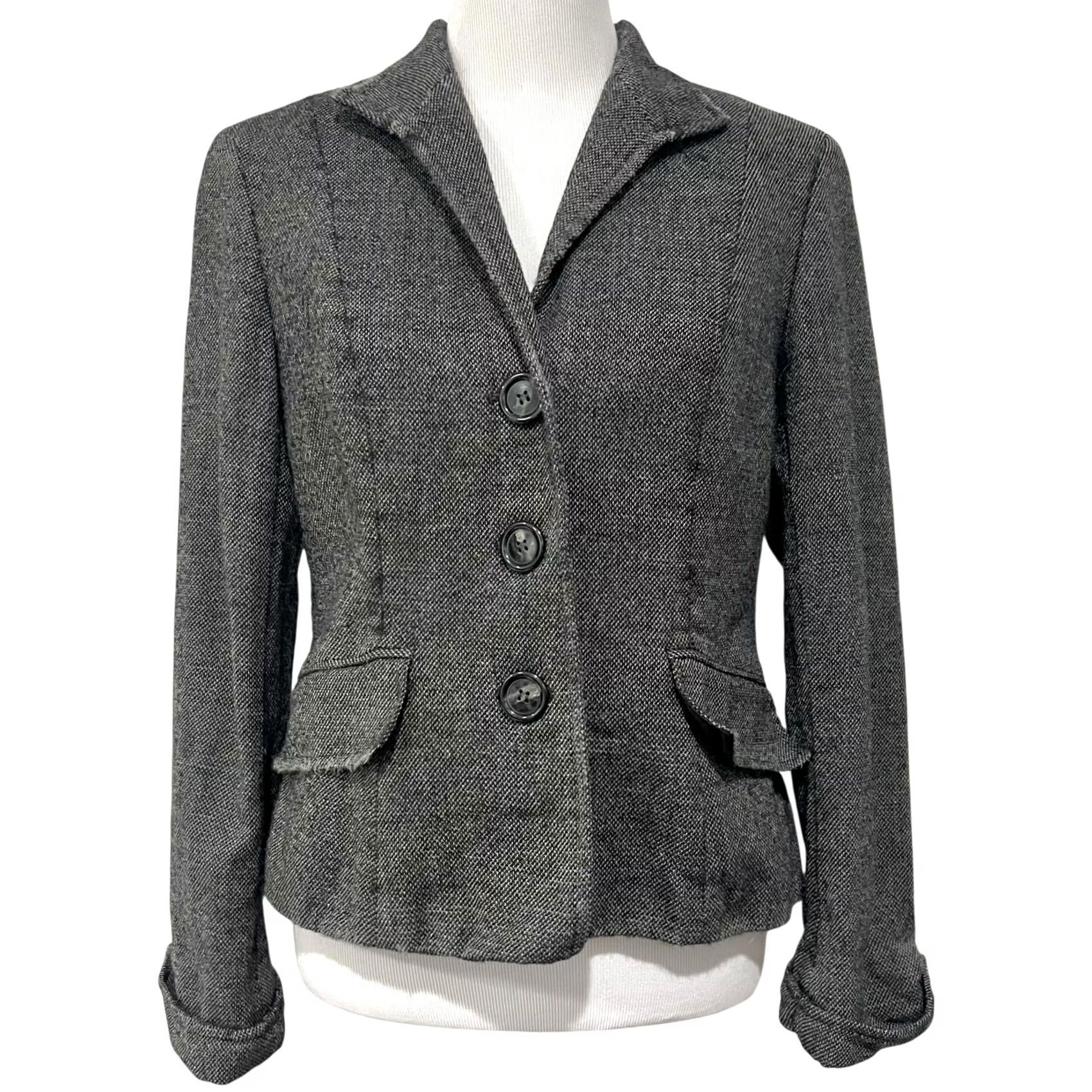 Vintage Lafayette 148 New York Wool Textured Tweed Blazer Sz 12 Stretch Career Luxury Blazer Women Wool Textured Tweed Blazer Gray 12 Size XL / US 12-14 / IT 48-50 - 7 Thumbnail