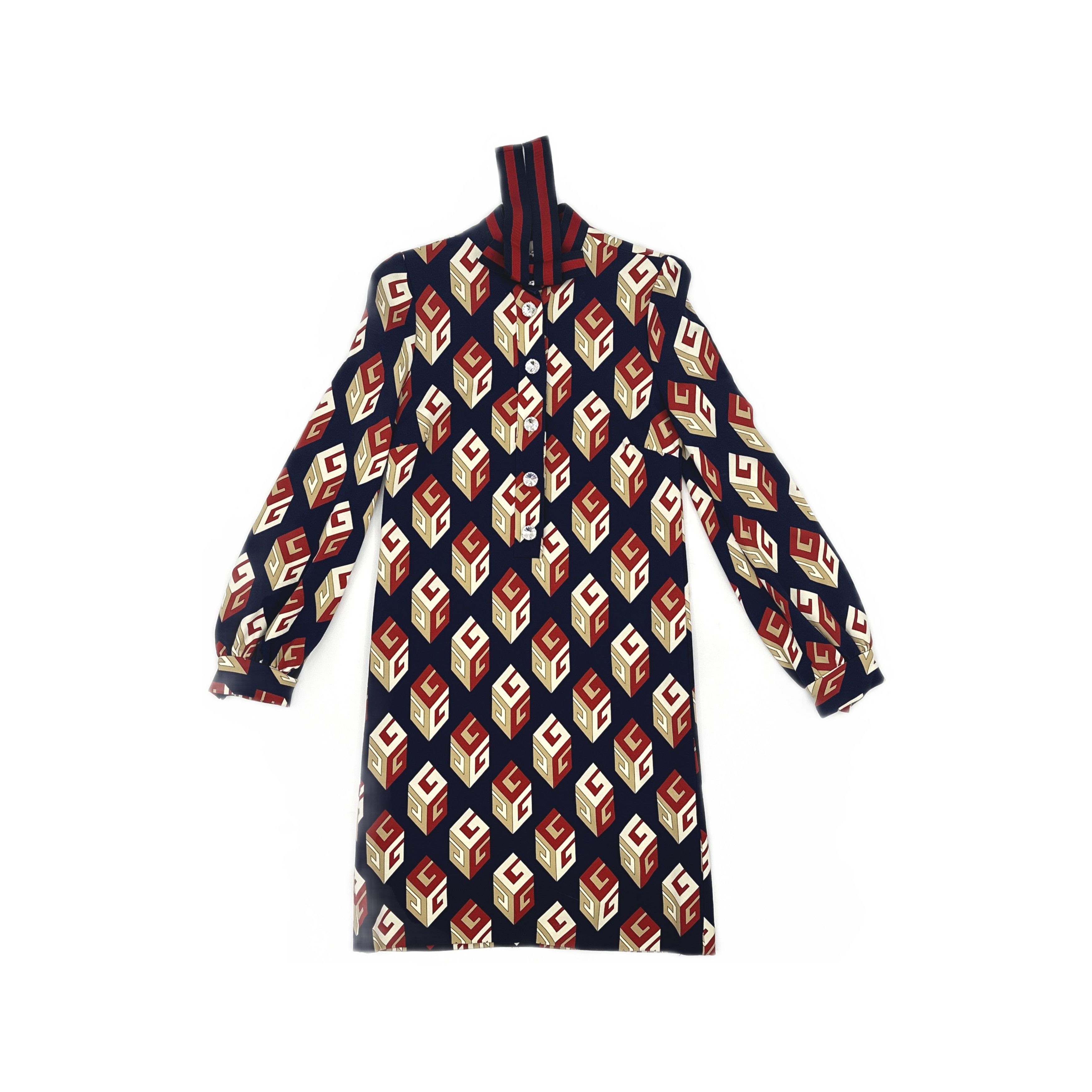 Gucci Gucci Cube Pattern Crystal Button Mini Dress Size S Size S / US 4 / IT 40 - 1 Thumbnail