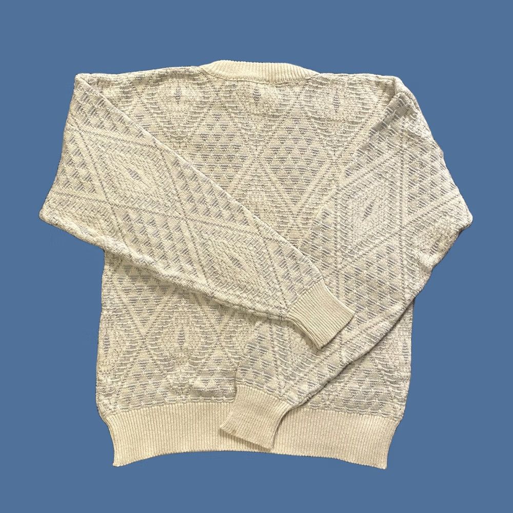 Vintage VINTAGE Private Club 100% Cotton Chunky-Knit Sweater Mens Size L Crew Neck Long Sleeve Ivory Geometric 90s USA Pullover Classic Warmth Size US L / EU 52-54 / 3 - 1 Thumbnail