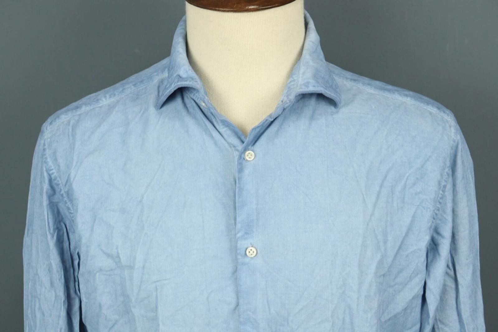 Designer Boggi Milano Custom Fit Blue Button Down Shirt Size XXL Size US XXL / EU 58 / 5 - 2 Thumbnail