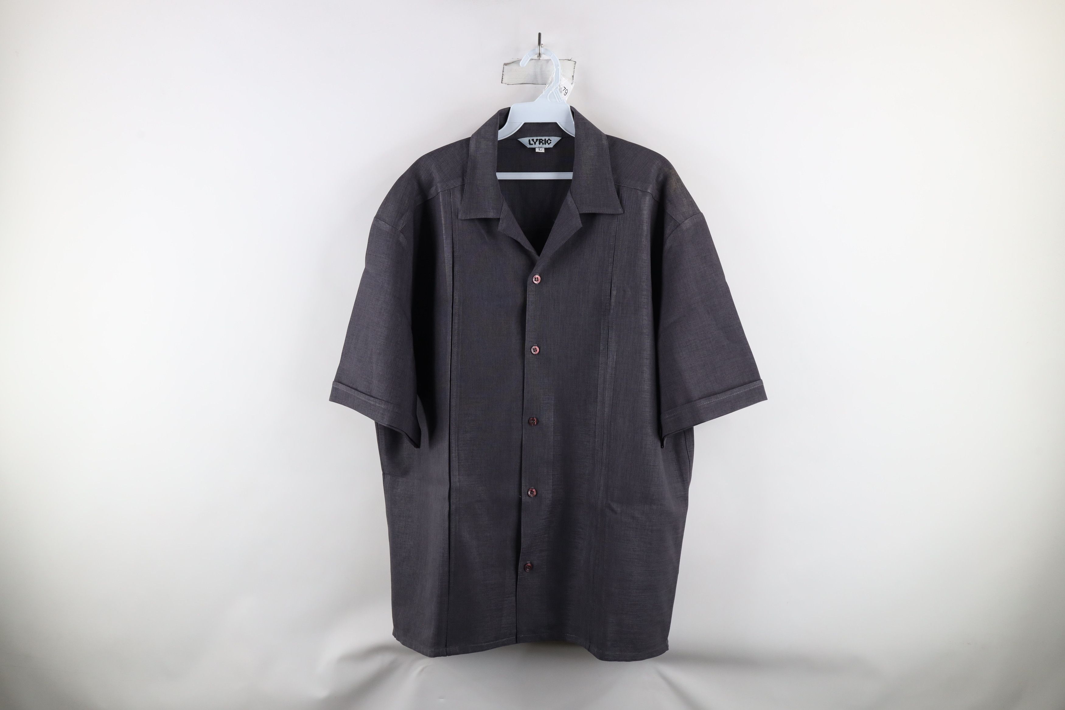 Vintage Vintage 90s Streetwear Camp Collar Panel Button Shirt Gray Size US L / EU 52-54 / 3 - 1 Thumbnail