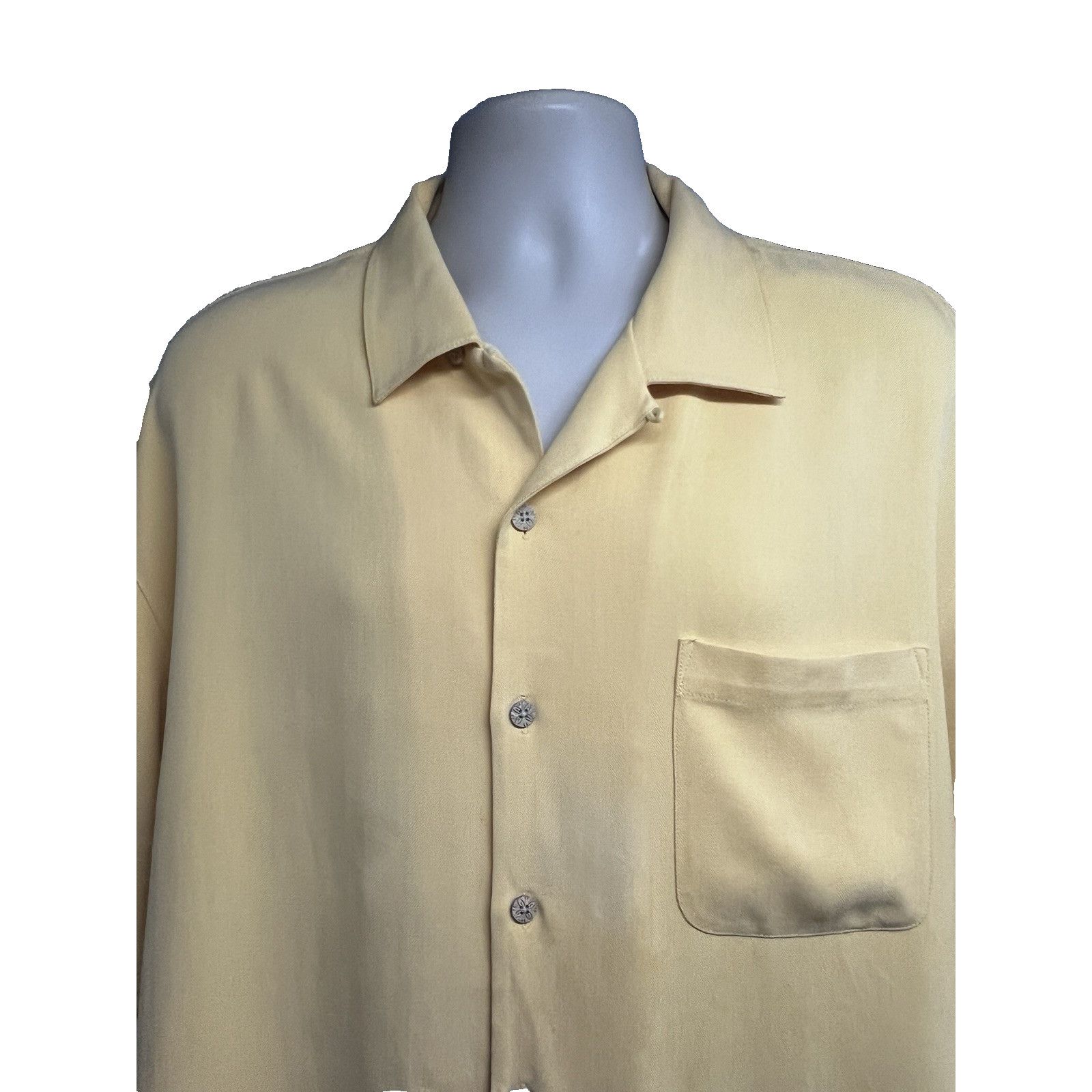 Tommy Bahama Tommy Bahama Yellow Silk Embroidered Button Up Camp Shirt L Size US L / EU 52-54 / 3 - 4 Thumbnail
