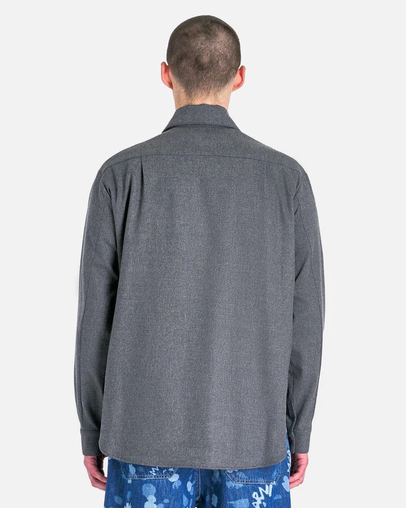 Marni o1s1v1r1oon0925 Compact Wool Flannel Shirt in Grey Size US L / EU 52-54 / 3 - 4 Thumbnail