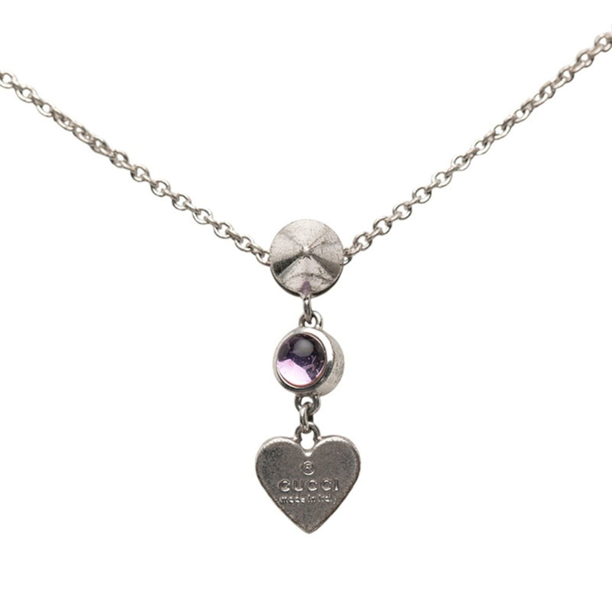 Gucci Gucci Heart Stud Pendant Necklace in SV925 Silver for Women Size ONE SIZE - 1 Thumbnail