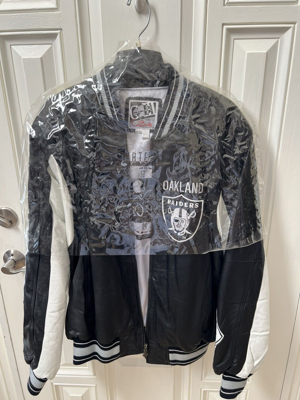 Vintage Vintage NFL Oakland Raiders Leather Jacket - Carl Banks Size US XL / EU 56 / 4 - 10 Thumbnail