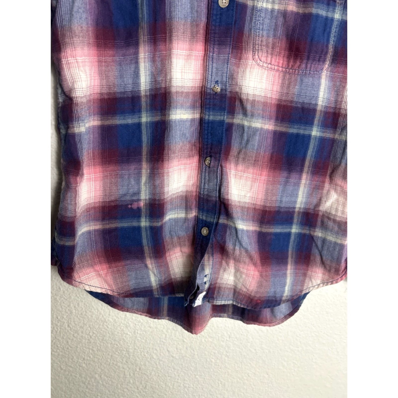 American Eagle Outfitters VINTAGE American Eagle Shirt Plaid Button-Up Long Sleeve Purple Small Womens Boyfriend Fit Sized S Size S / US 4 / IT 40 - 6 Thumbnail