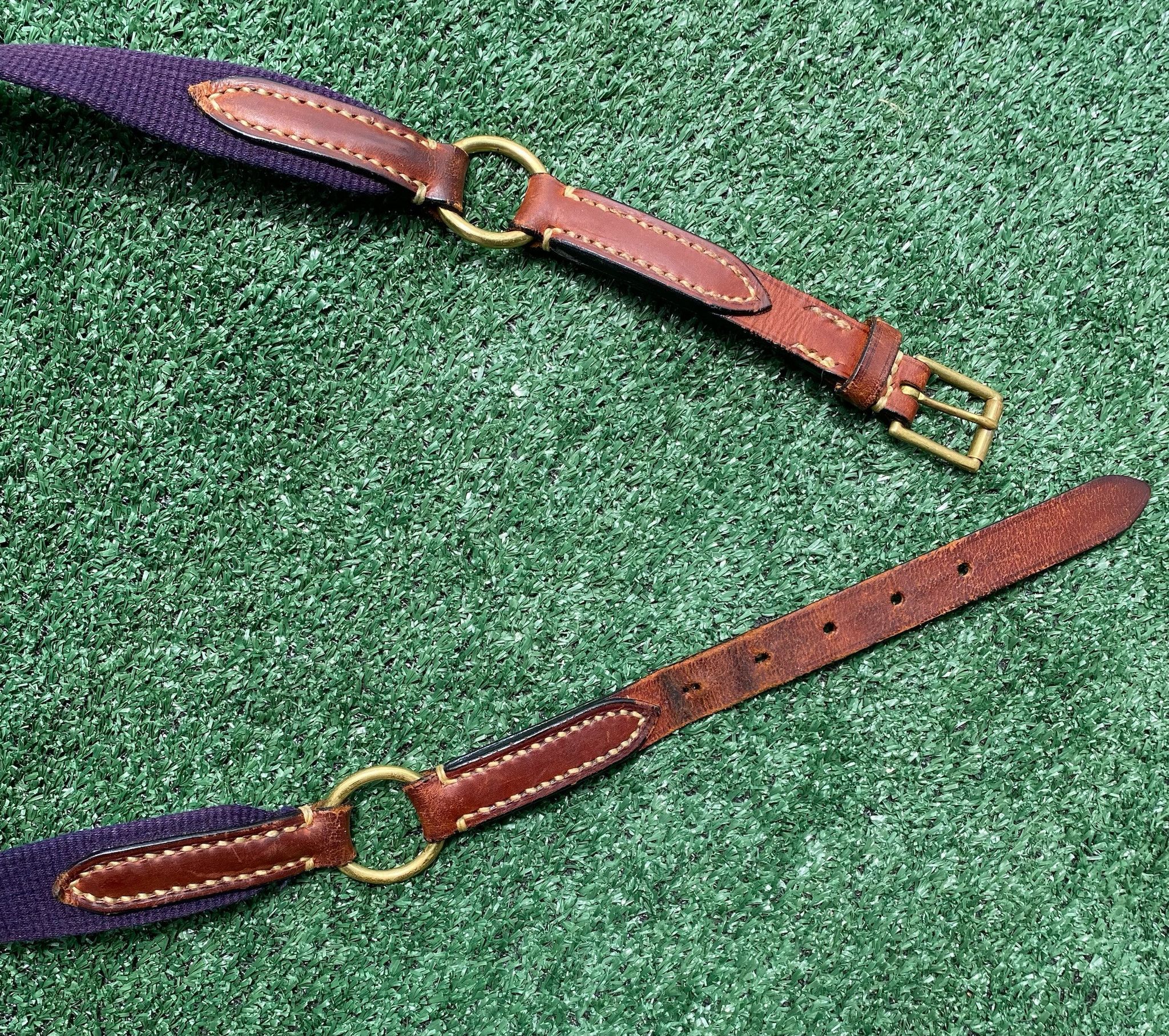 Dooney & Bourke 90’s Dooney & Bourke Purple Wool Brass Leather Belt 38 Size ONE SIZE - 6 Thumbnail