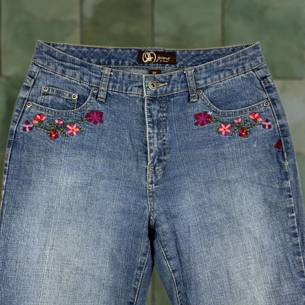 Vintage VINTAGE Rafaella Jeans Bootcut Womens 6P Hipster Flower 90s Y2K Nature Floral Blue Size 28" / US 6 / IT 42 - 1 Thumbnail