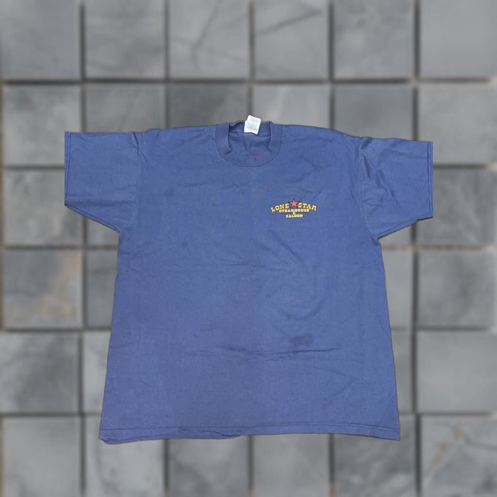 Fruit Of The Loom VINTAGE Lonestar T Shirt XL Steakhouse And Saloon Navy Blue Unisex Graphic Tee 1990s Retro Blue XL Size US XL / EU 56 / 4 - 1 Thumbnail