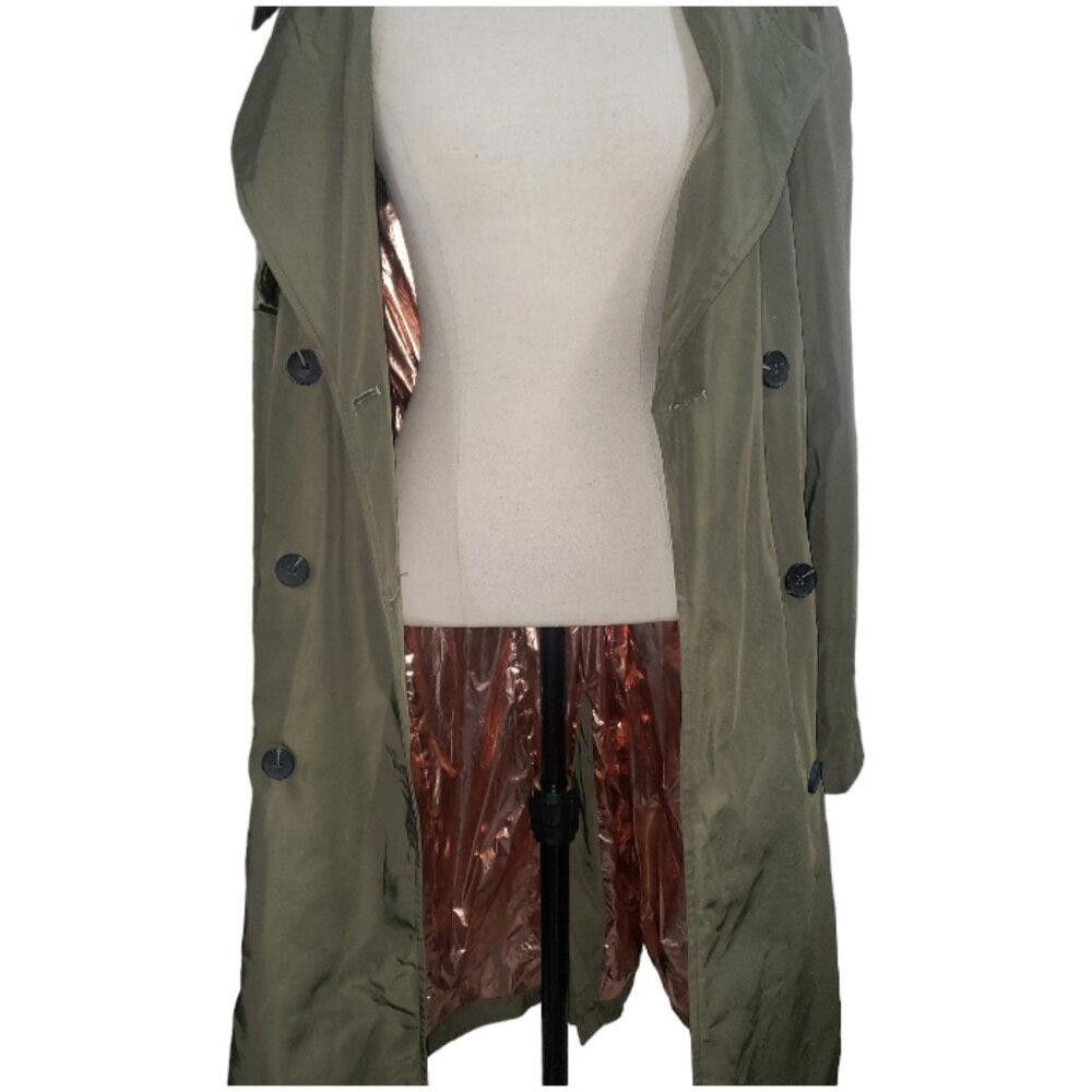 Designer CT1729 Avec Les Filles Army Green Metallic Lined Trench M Size M / US 6-8 / IT 42-44 - 6 Thumbnail
