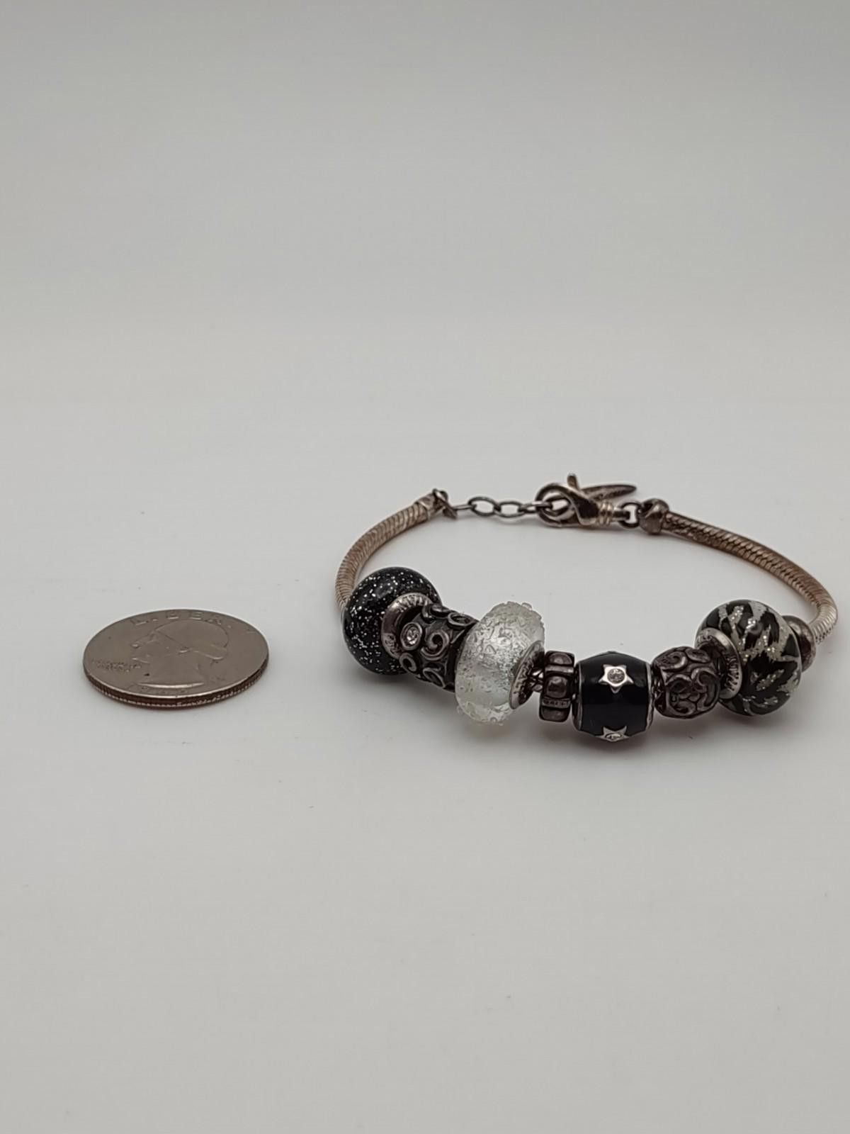 Bacco Bucci Bacio Italy 925 Charm Bracelet Murano Glass 8” Size ONE SIZE - 4 Thumbnail