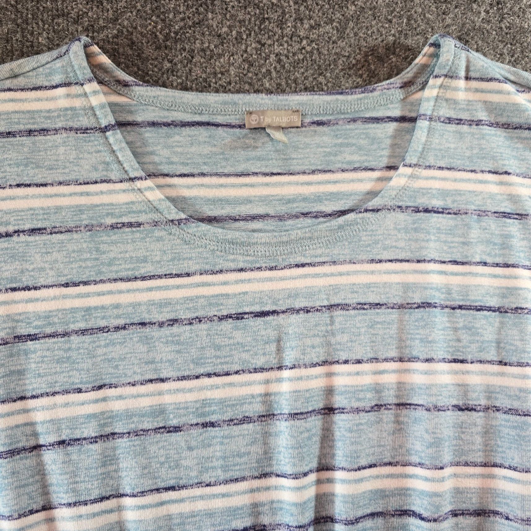 Talbots Talbots Dress Womens 2X Blue White Striped Sheath Knit Stretch Midi Casual Size XXL / US 16-18 / IT 52-54 - 3 Thumbnail