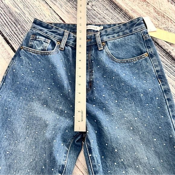 Other NWT JUSTFAB Women's Blue Jeans with Rhinestone Accents Strai Size 28" / US 6 / IT 42 - 10 Thumbnail