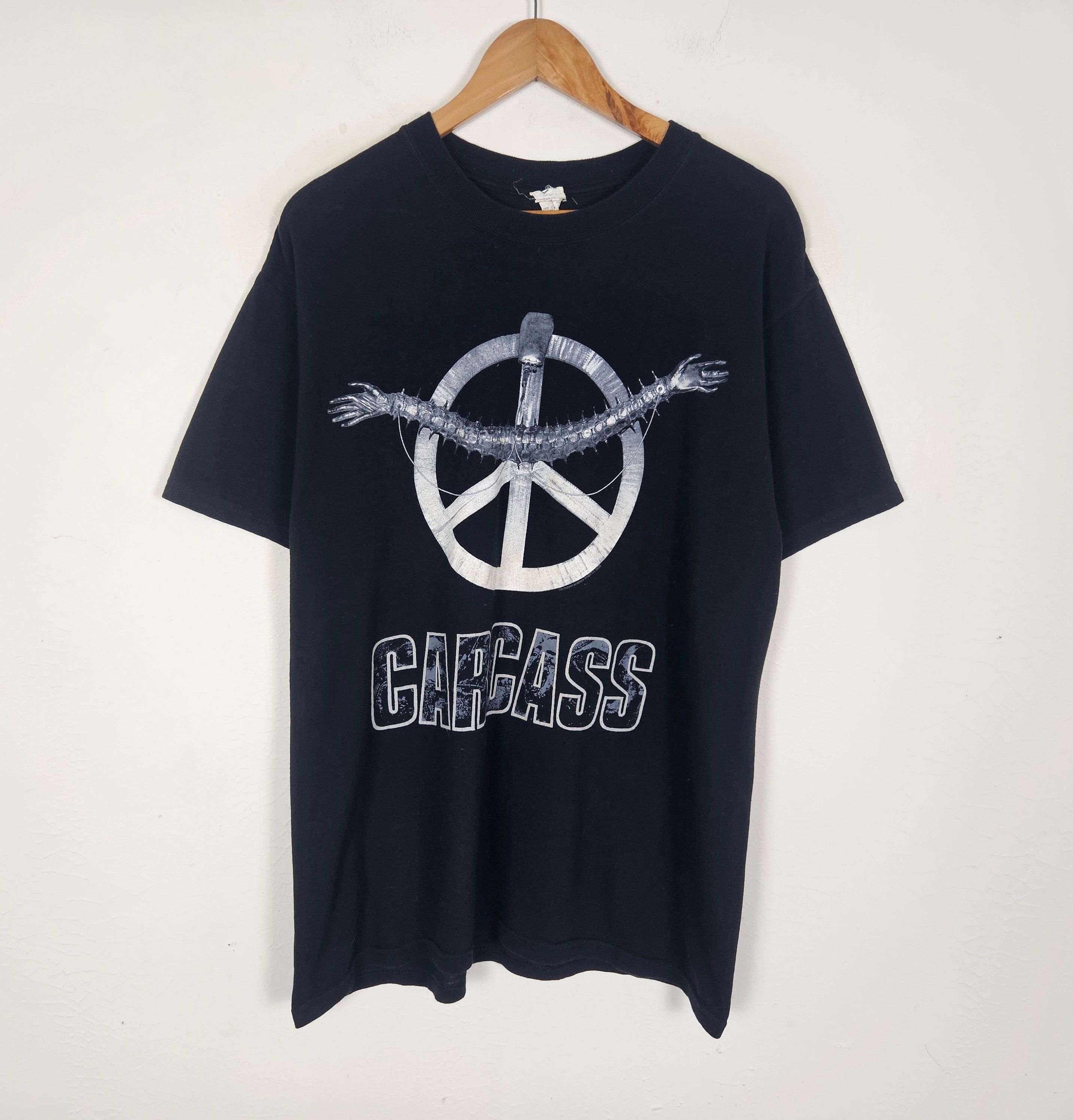 Band Tees Vintage Carcass Death Brutal Metal Krieg Dem Kriege Size US L / EU 52-54 / 3 - 3 Thumbnail