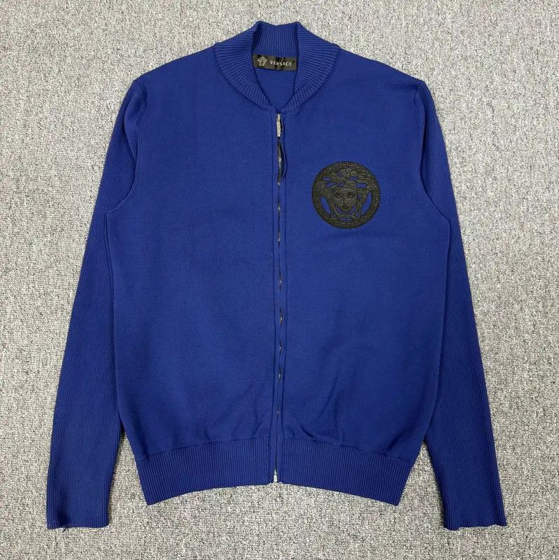 Versace Versace Blue Cotton Pullover Sweater 0089 Size US S / EU 44-46 / 1 - 1 Thumbnail