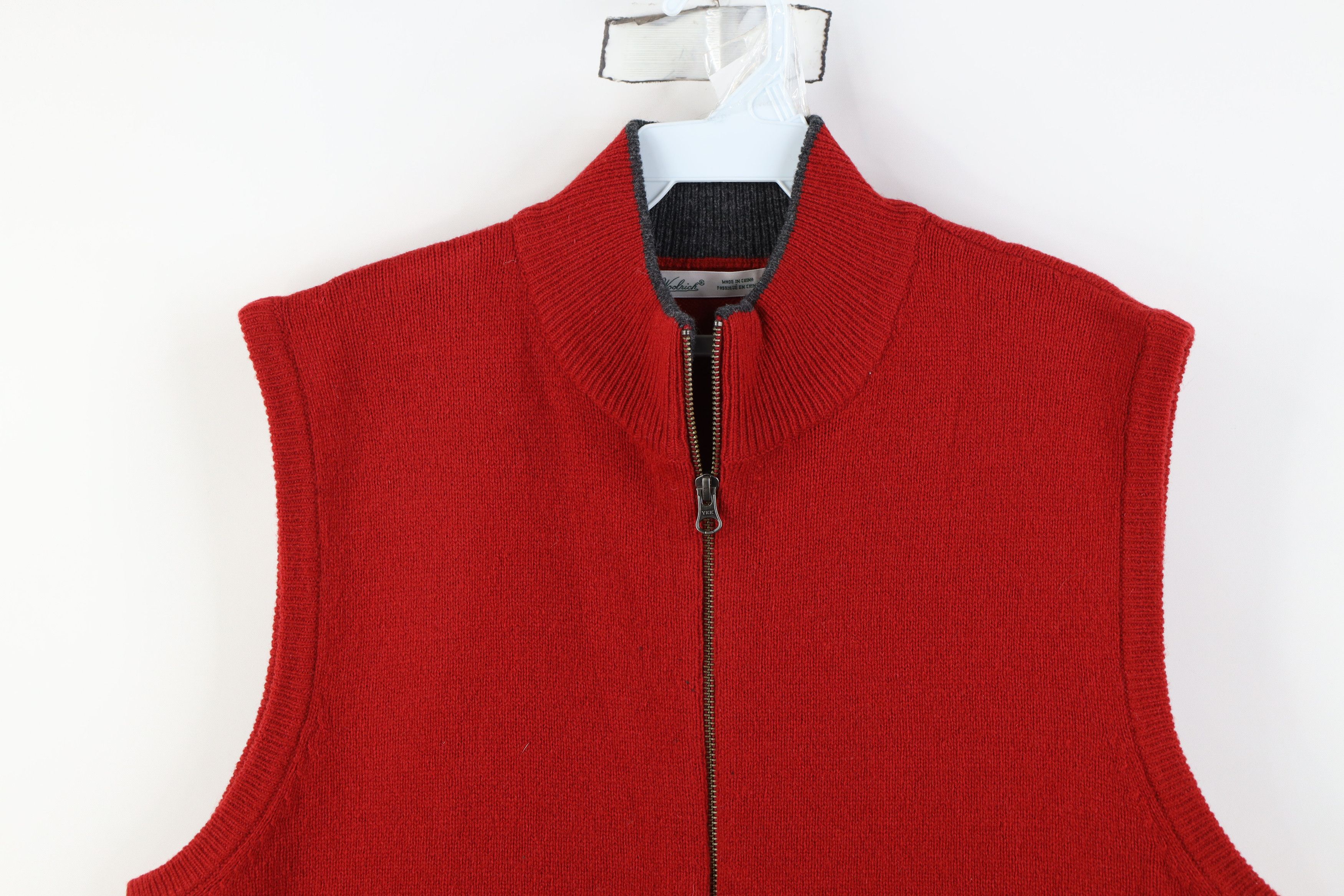 Woolrich Woolen Mills Vintage Woolrich Nature Deer Wool Knit Zip Sweater Vest Red Size XL / US 12-14 / IT 48-50 - 2 Thumbnail