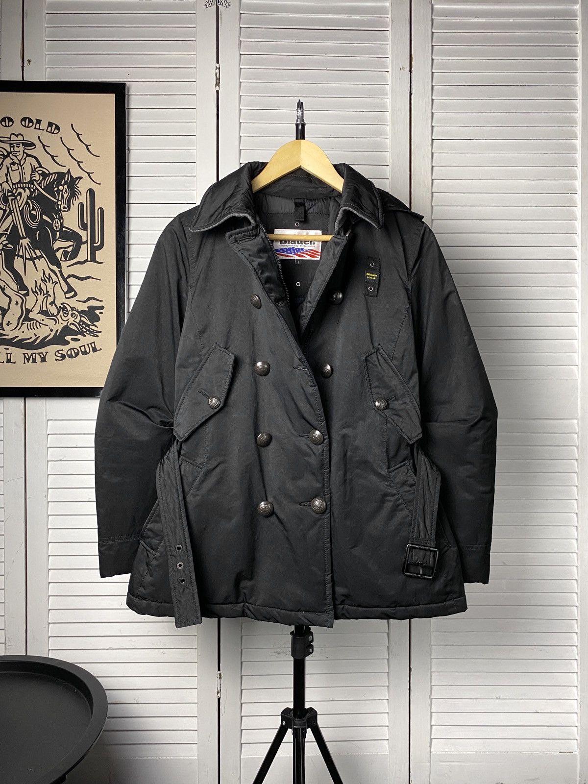 Eddie Bauer × Vintage Vintage Blauer USA Double Breasted Cropped Nylon Jacket Size L / US 10 / IT 46 - 4 Thumbnail
