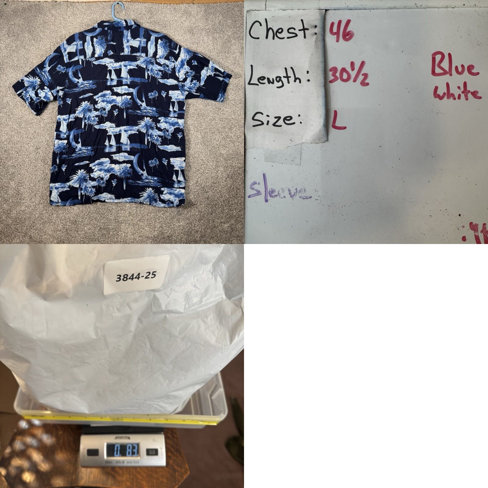 Vintage VINTAGE Hawaiian Shirt Large L Blue Rayon Button-Up 90s Hawaiian Moon Palm Summer Camp Vacation Coastal Surf Men Mens Size US L / EU 52-54 / 3 - 8 Thumbnail
