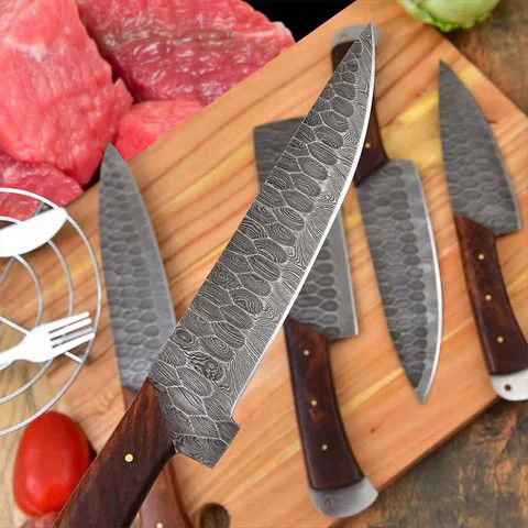 Other Chef Knife Set of 5 with Rose-Wood Handles Size ONE SIZE - 5 Thumbnail