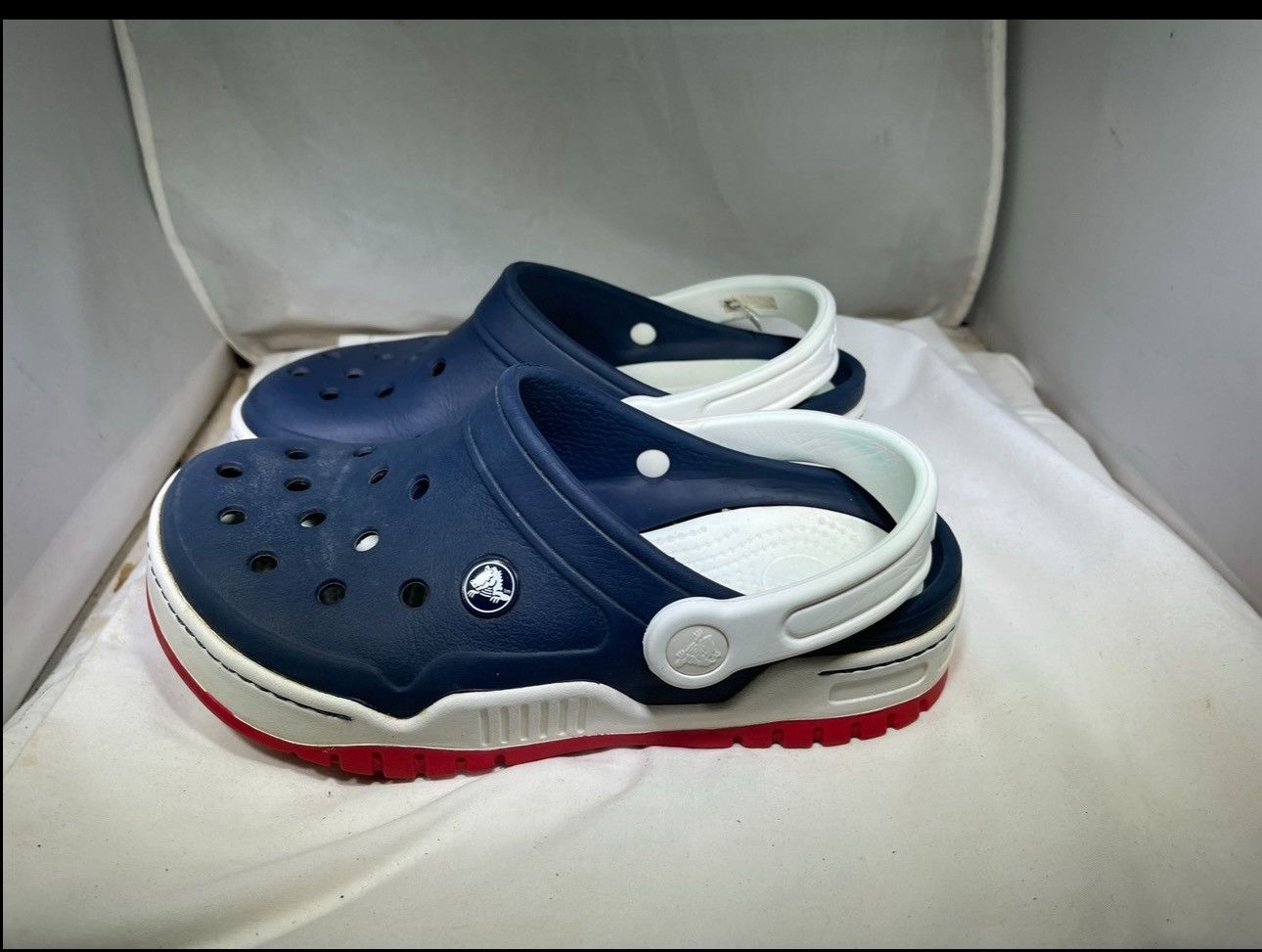 Crocs PreOwned Crocs Blue/White Slip On Sandal Women's 6 Size US 6 / IT 36 - 1 Thumbnail
