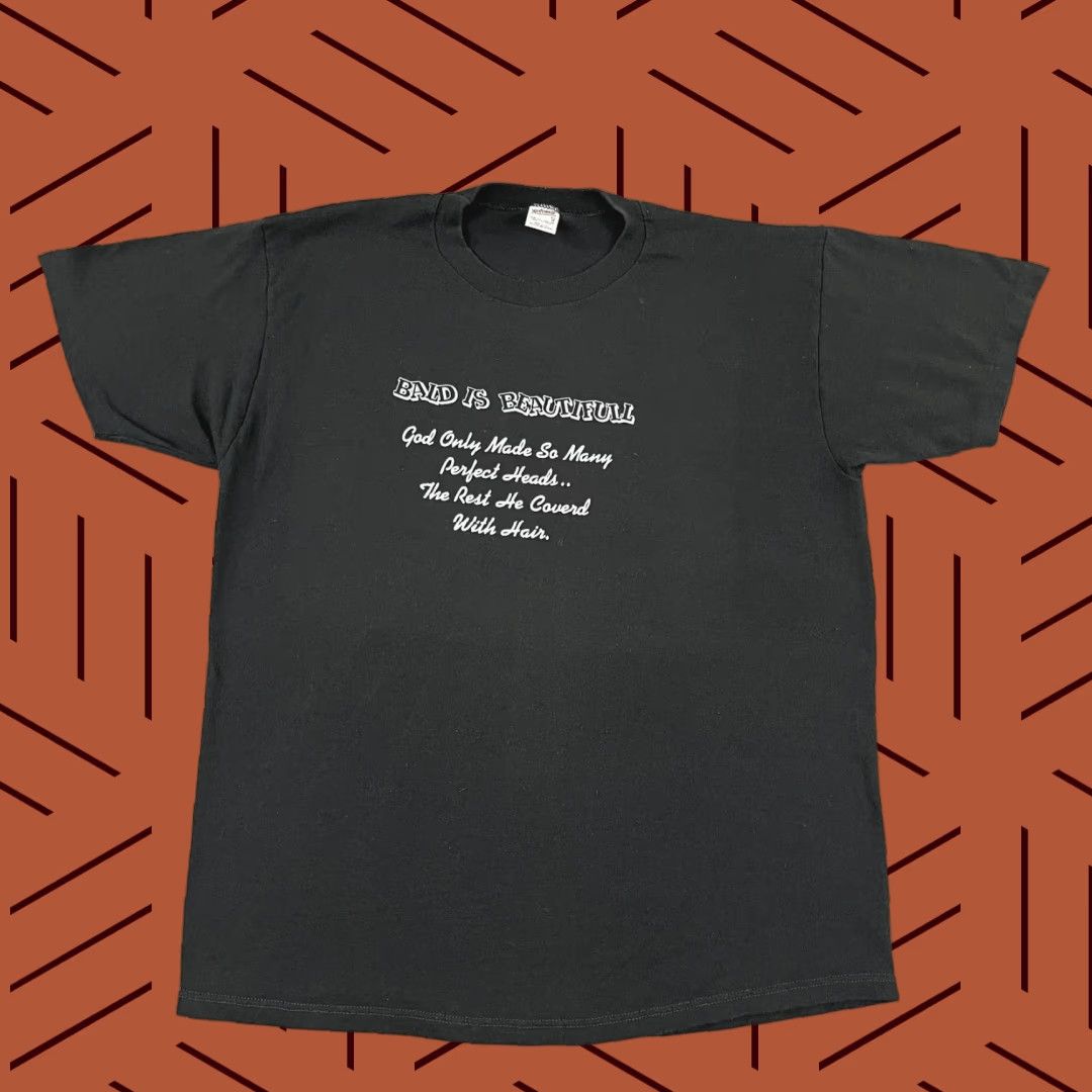 Vintage VINTAGE Sportswear Shirt Adult XL Black Bald is Beautiful Funny Graphic Tee Short Sleeve Mens 90s Retro Shirt Size US XL / EU 56 / 4 - 1 Thumbnail