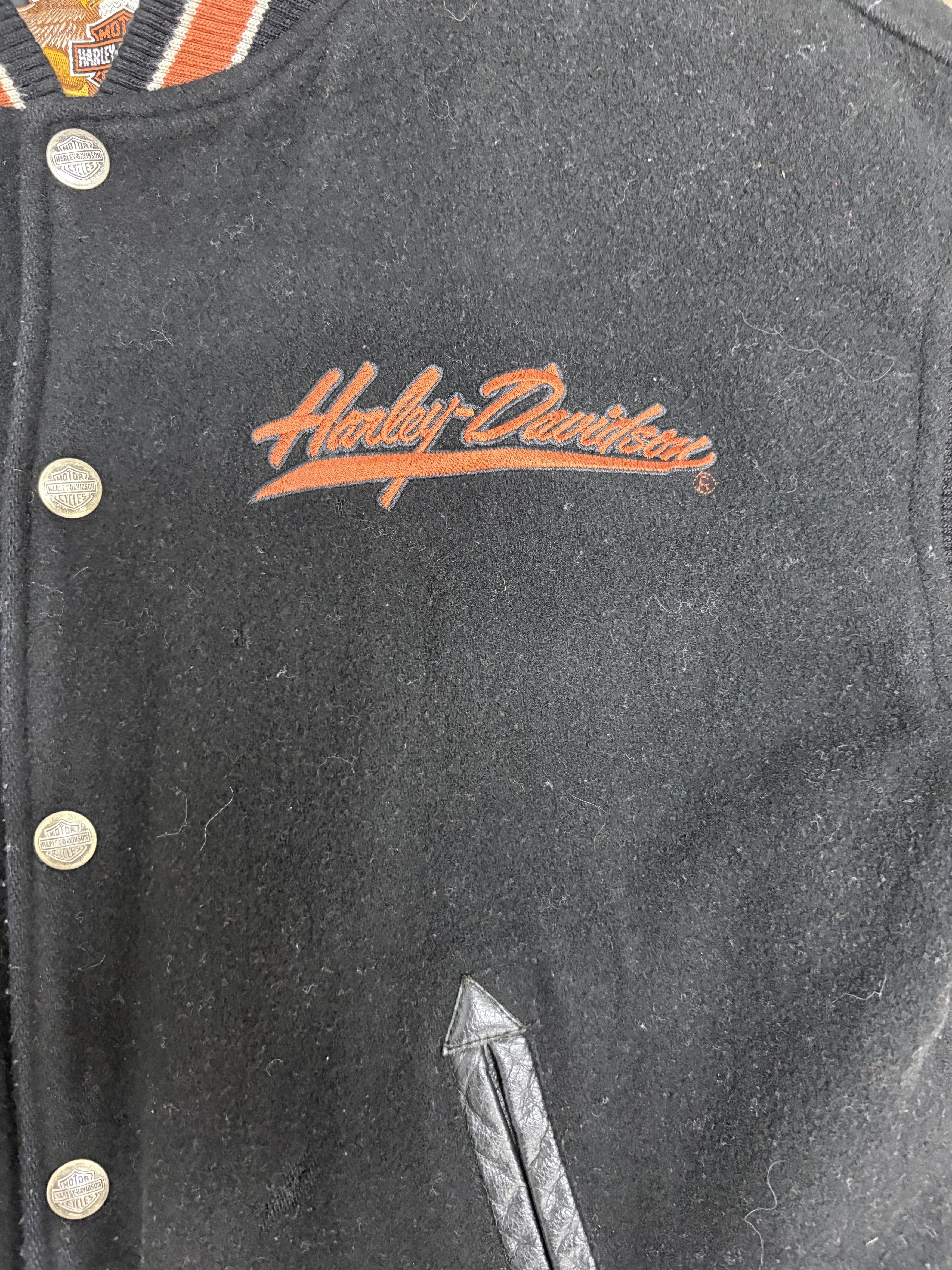 Vintage Harley Davidson Embroidered Vintage Black Bomber Jacket Size US S / EU 44-46 / 1 - 2 Thumbnail