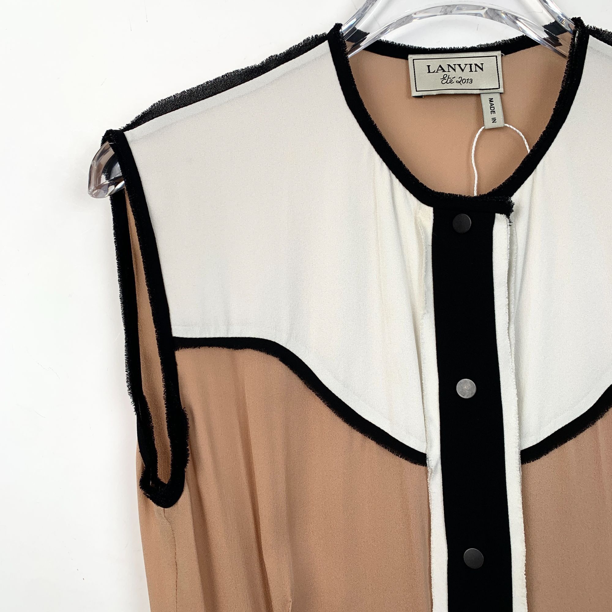 Lanvin Lanvin Colorblock Cotton Sleeveless Button-Up Dress (Size 34 Size XXS / US 00 / IT 34 - 6 Thumbnail
